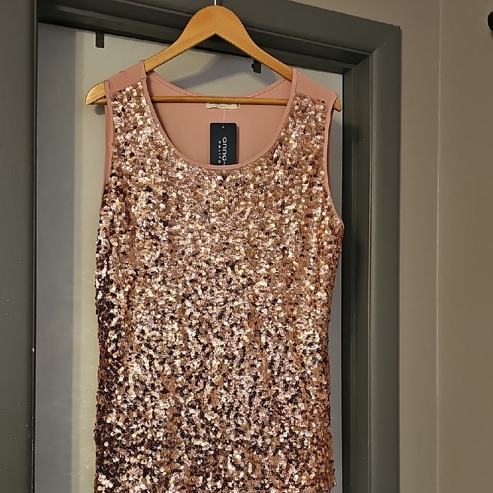 Chico's Shimmering Rose Gold Tank Top
